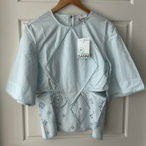Ganni blue cotton top